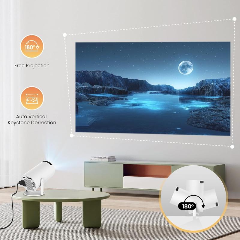 Mini Projector HY300 Pro Wifi 6 BT5.0 With Android 11.0 OS, Automatic Keystone Correction, 180 Degree, 130 Inch Display For Phone PC Lap PS5 Stick, 4K Home Cinema Projector HDMI portable projector