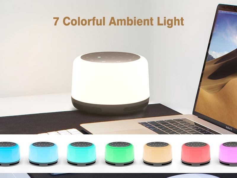 [Limited Time Deals]White Noise Sound Machine - Portable for Adults,Children,with Bluetooth Function,24 Soothing Sounds,7 Colors Light, Timer, White Noise Machine for Sleeping Office Privacy Home Gift, Christmas present Audio Speaker Mini Bluetooth