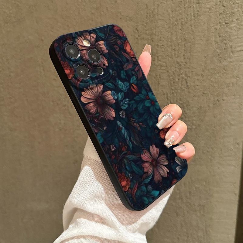 Floral Pattern Phone Case, Anti-drop Cellphone Protective Case, Total Protective Shockproof Mobile Phone Cover for iPhone 11 12 13 14 15 16 Pro Max