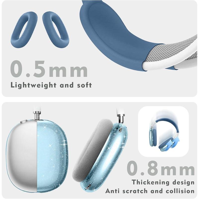 for iPods Max case Cover,Anti-Scratch Ear Pad Case Cover Ear Cups Cover Headband Cover for AirPods Max. Clear Soft TPU and Silicone,Skin Scratch Proof.