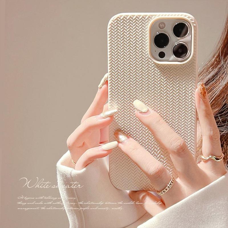 Woven Textured Phone Case, Minimalistic Phone Cases, Decorative Phone Protective Cover, Phone Accessory Compatible With iPhone 11 12 13 14 15 Pro Max 15 Plus