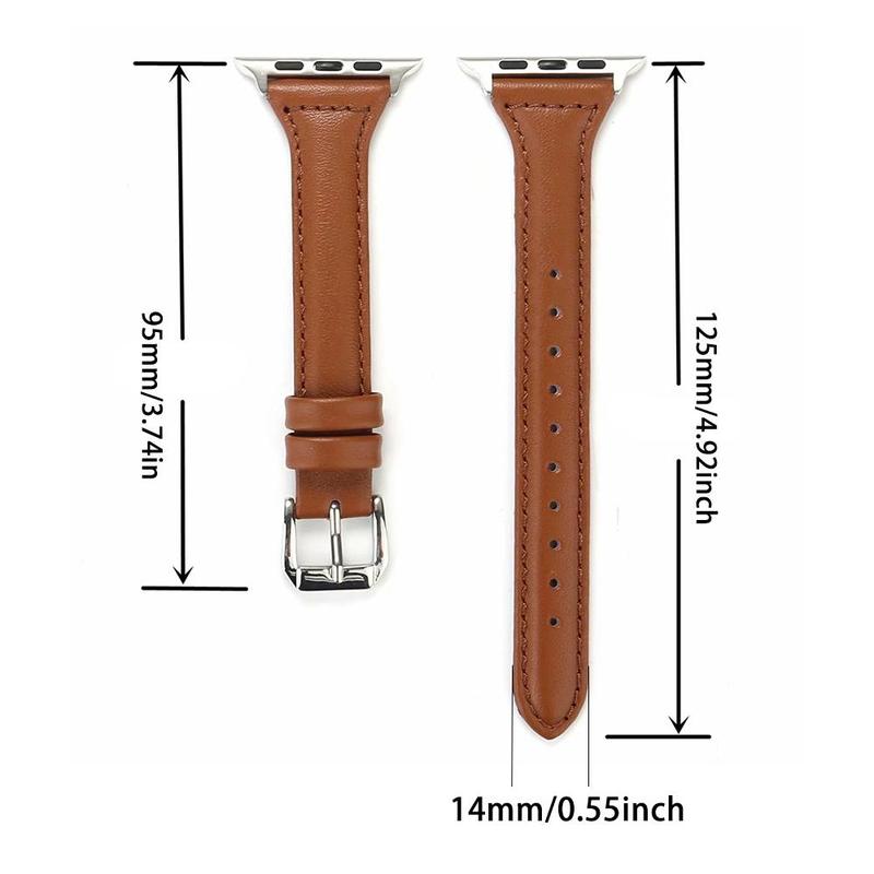 Fashionable Ultra-thin PU Leather Watch Band, 1 Count Replacement Watch Band Compatible with Apple Watch Series 9 8 7 6 5 4 SE Ultra, Smart Watch Accessories