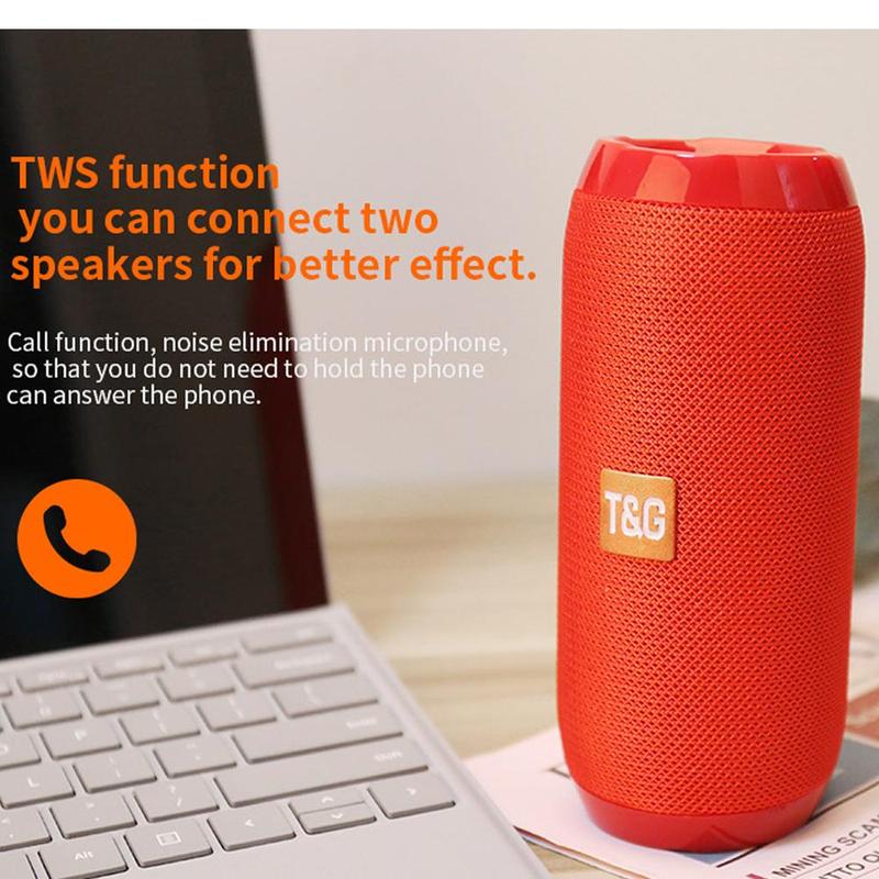 T&G TG117 Portable Wireless Speaker, Rechargeable Stereo Surround Sound Speaker, Button Control Music Speaker for Home, Outdoor, Travel