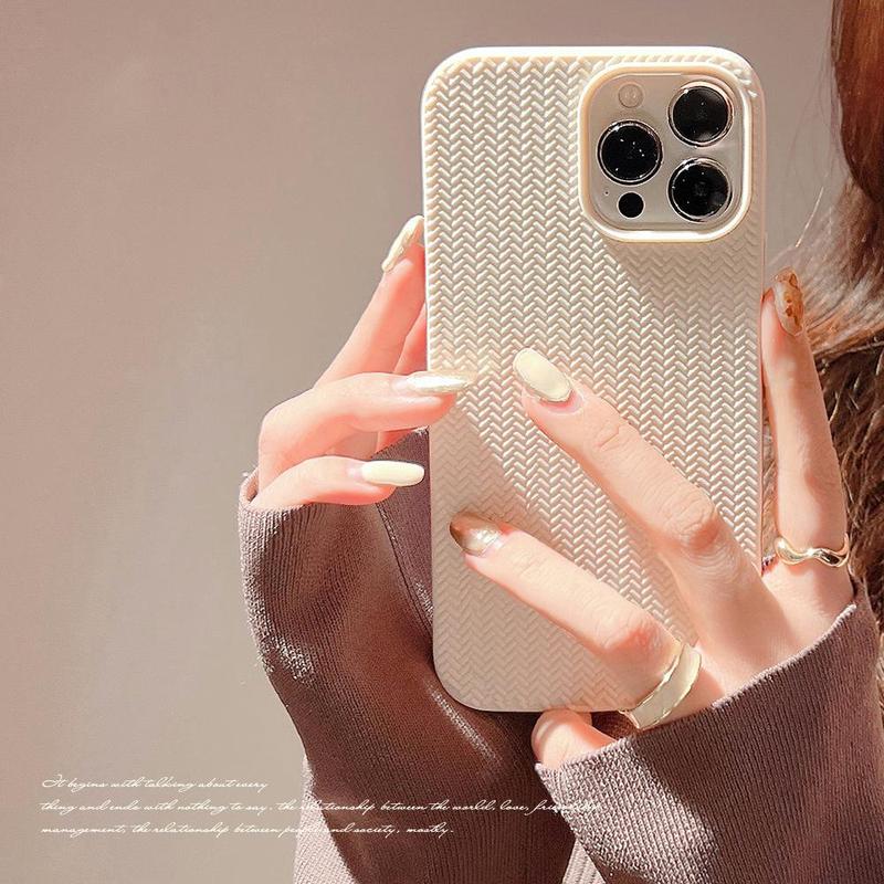 Woven Textured Phone Case, Minimalistic Phone Cases, Decorative Phone Protective Cover, Phone Accessory Compatible With iPhone 11 12 13 14 15 Pro Max 15 Plus