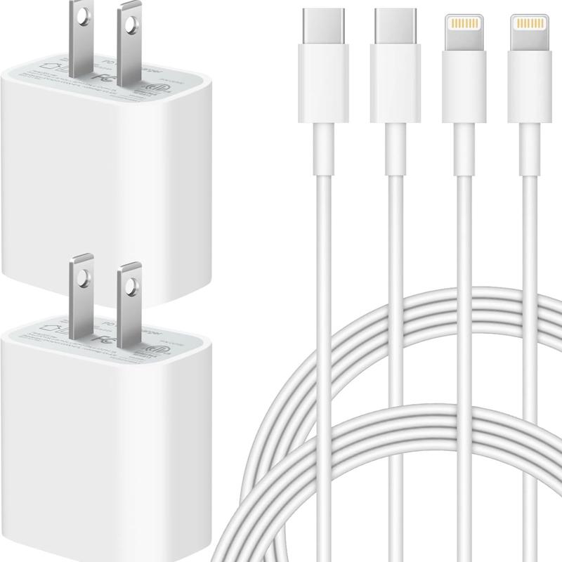 4Pcs 20W Fast Charger with 6FT USBC to Lightning Cable for iPhone, Super Fast USB C Charger  and Cord for iPhone 14 14 Plus 14 Pro Max, 13 12 11 so on