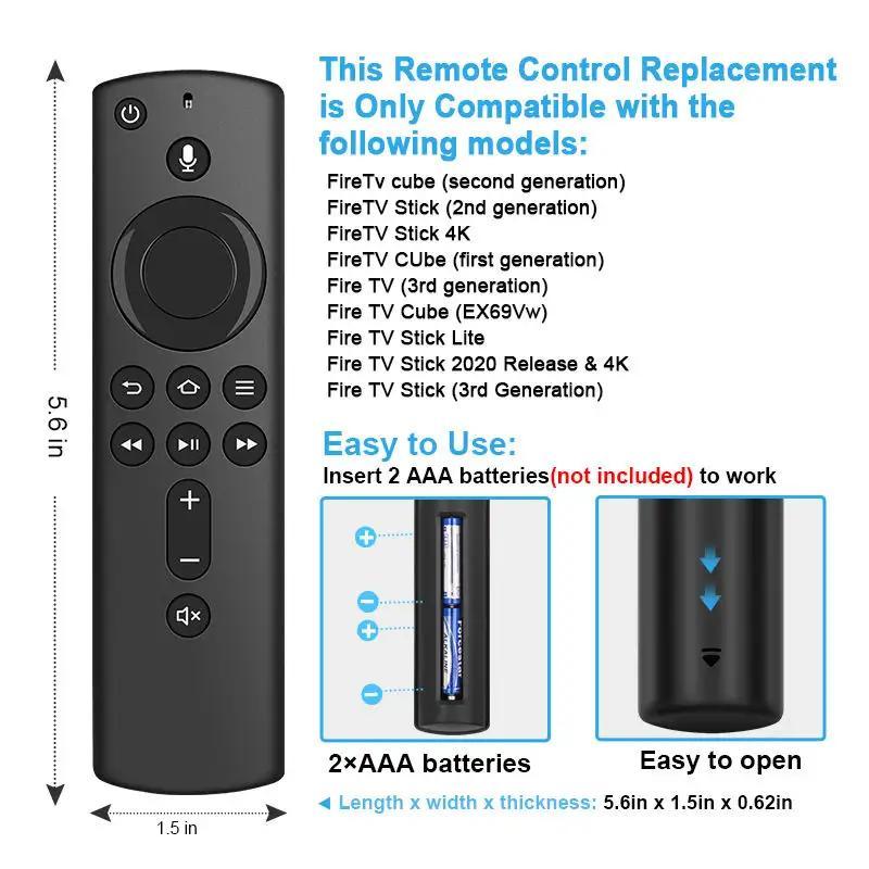 AAA Batteries Required Voice Remote Control, Replacement Remote Control, Compatible with 2nd Generation Fire TV Cube & Fire TV Stick (without Battery)