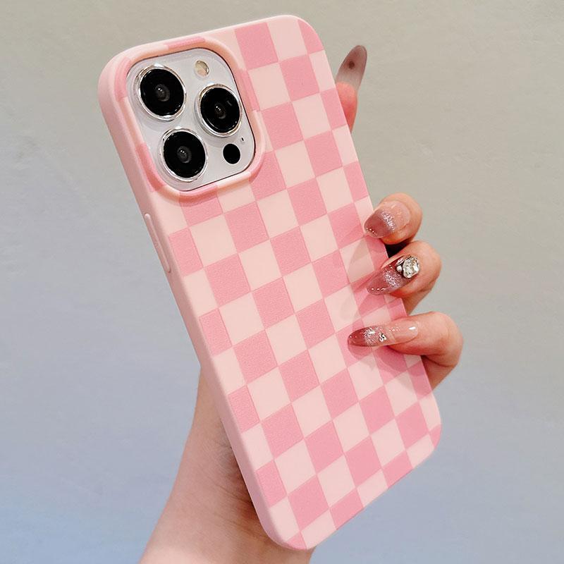 Checkerboard Pattern Phone Case, Anti-drop Cellphone Protective Case, All-inclusive Shockproof Mobile Phone Cover for iPhone 11 12 13 14 15 iPhone 16 Pro Case Series