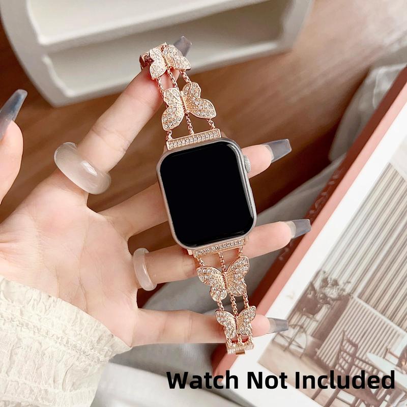 Butterfly Design Watch Band, Rhinestone Decor Watch Band for Apple Watch Ultra 38 40mm 42 44mm 46mm 45mm 49mm, Smart Watch Accessories