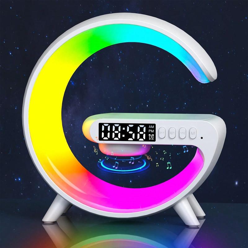 New Wireless Sunrise Alarm Speaker With RGB Rhythm Light, Fast Wireless Charger For IPhone, Perfect Wake-Up Table Lamp With Speaker For Bedroom, Mobile Phone Charger Various Electronic Products Supporting Wireless Charging