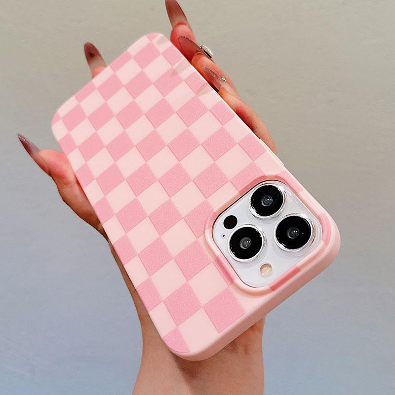 Checkerboard Pattern Phone Case, Anti-drop Cellphone Protective Case, All-inclusive Shockproof Mobile Phone Cover for iPhone 11 12 13 14 15 iPhone 16 Pro Case Series