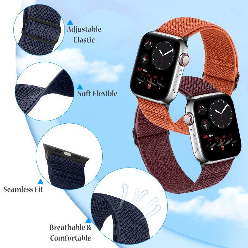 Solid Color Nylon Watch Band, Adjustable Length Watch Band for Women & Men, Wearable Accessories Compatible with iWatch Bands Series 9 8 7 SE 6 5 4 3 2 1 SE