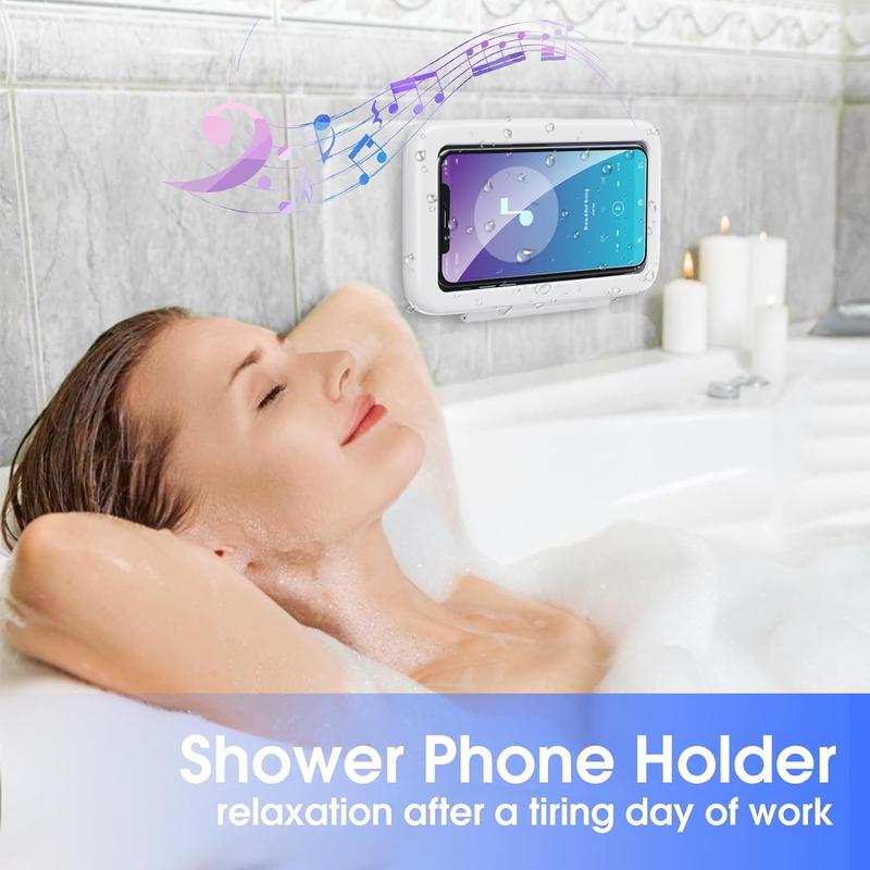 LC-dolida Shower Phone Holder Waterproof 480 Rotation Phone Stand Case Mount for Bathroom Batheub Kitchen Wall Mirro Compatible with iPhone 15 14 13 12 11 Plus Pro Max XS XR up to 6.8