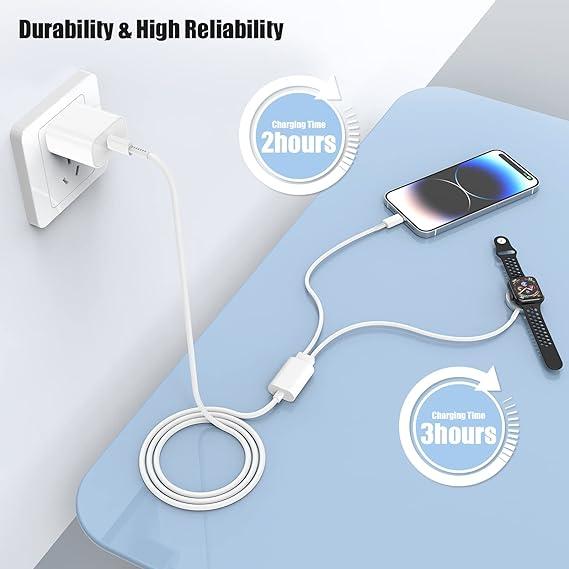 Upgraded USB C Charger for Apple Watch, 2 in 1 Phone and iWatch Magnetic Fast Charging Cable 6FT with USB-C Wall Charger, Compatible with Apple Watch Series 8 7 6 SE 5 4, for iPhone 14 13 12 Protection Cellphone Smartphone Mobile Electronic