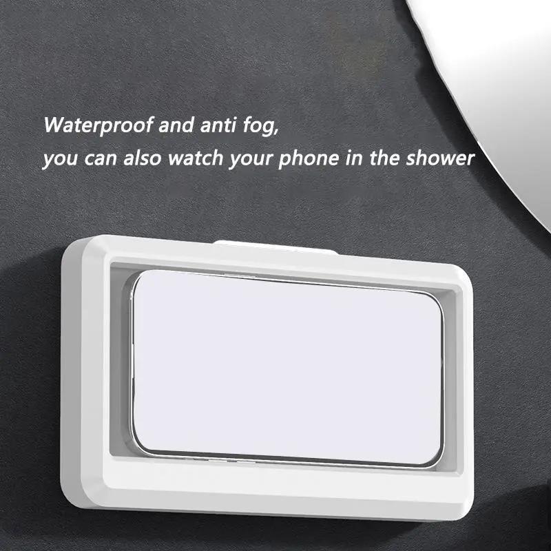 360° Rotatable Bathroom Phone Holder, Wall Mounted Shower Phone Holder, Waterproof Anti-fog Mobile Phone Stand, Bathroom Accessories for Washroom Toilet