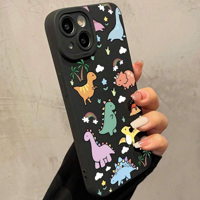 Cartoon Dinosaur Pattern Cellphone Case for Summer, Cute Shockproof Decorative Phone Protector Cover, Cute Phone Cases, Phone Accessories Compatible With iPhone Series