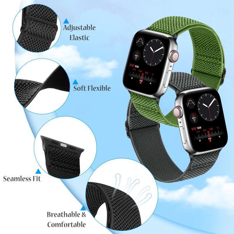 Solid Color Nylon Watch Band, Adjustable Length Watch Band for Women & Men, Wearable Accessories Compatible with iWatch Bands Series 9 8 7 SE 6 5 4 3 2 1 SE