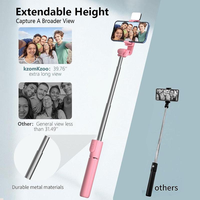 Portable Selfie Stick, 1 Count Wireless Remote Control Selfie Stick, Phone Tripod Stand for Travel, Selfie Accessories for iPhone & Android