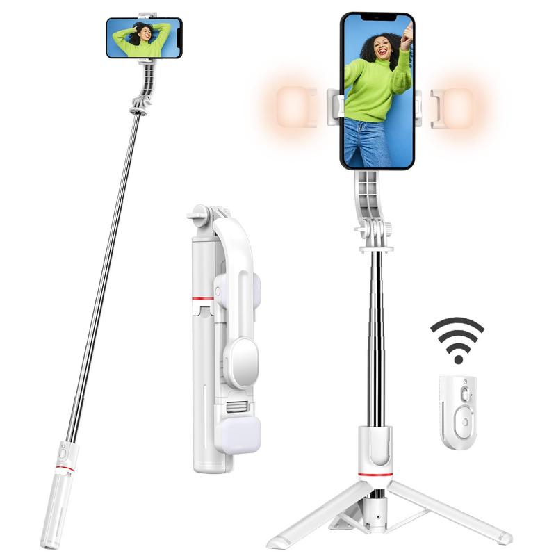 Wireless Remote Control Selfie Stick Tripod for Smartphone with Fill Light, Summer Adjustable Phone Tripod Stand with LED Selfie Light, Cellphone Selfie Light, Phone Accessories, Tripod with Light, Smartphone Accessories