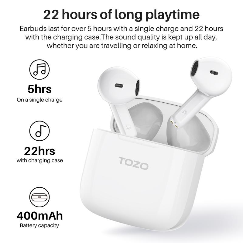 TOZO A3 Half in-Ear Lightweight Wireless Earbuds with Digital Call Noise Reduction Audio Earphones Headphone Electronic Headset Headphone wireless earphone