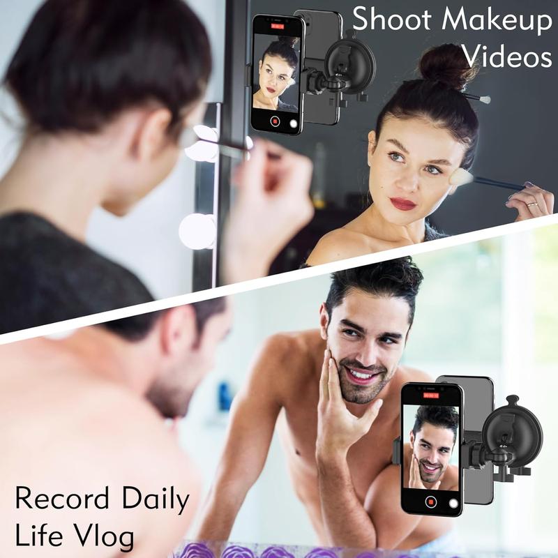 Shower Mirror Phone Holder – Suction Cup Mount for Bathroom, Glass, and Tile – Perfect for TikTok, YouTube, Instagram, and Makeup Vlogs