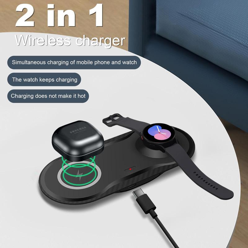 FDGAO 2-in-1 Wireless Charger Station, 20W Fast Charging Station, Dual Phone Charging Pad for iPhone & Apple Watch AirPods & Samsung Galaxy Watch