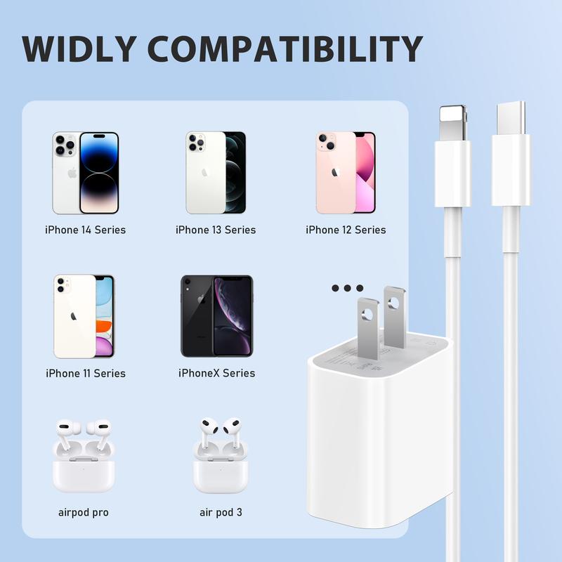 4Pcs 20W Fast Charger with 6FT USBC to Lightning Cable for iPhone, Super Fast USB C Charger  and Cord for iPhone 14 14 Plus 14 Pro Max, 13 12 11 so on