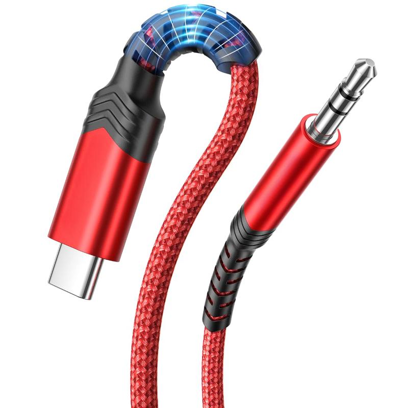 USB C To 3.5mm Audio Aux Jack Cable Compatible with IPhone 16 Pro Max 15 Pro Max Plus [3.3ft], USB Type C To 3.5mm Headphone Stereo Cord Car for Galaxy S24 S23, IPad Pro, Pixel 9 8-Red