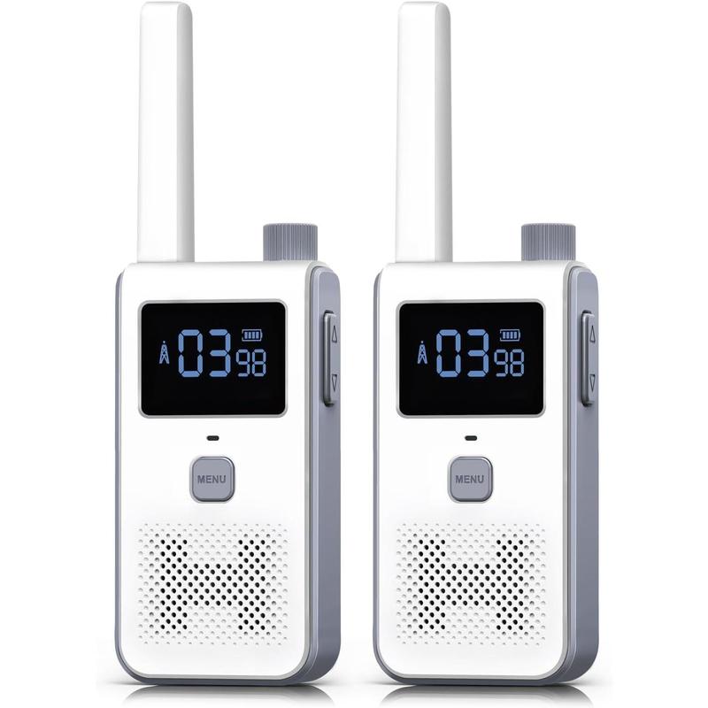 Walkie talkies, Long Range Two Way Radio 2 Pack with 22 FRS Channels, Walkie Talkie Long Range with VOX Talking Belt Clip for Outdoor Hiking Climbing Fishing - White