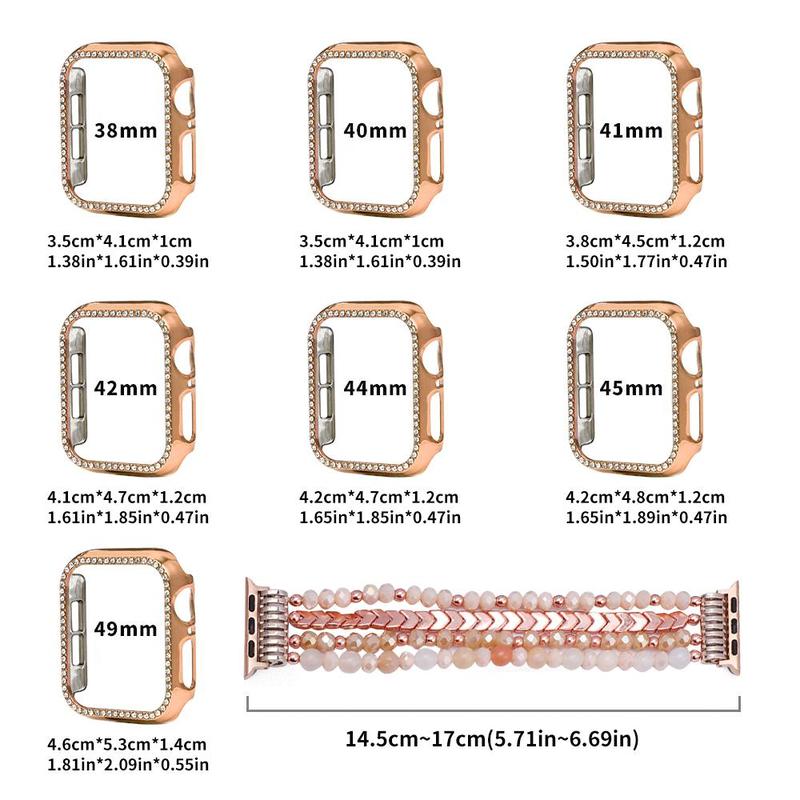 Rhinestone Decor Watch Case & Band, 1 Count Adjustable Watch Band & Watch Case for Apple Watch 49mm 45mm 44mm 42mm 41mm 40mm 38mm, Smart Watch Accessories