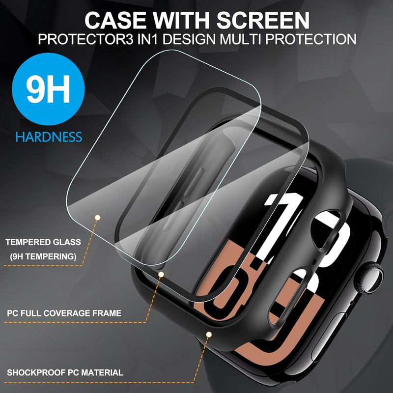 2-pack Apple Series 10 46mm screen protector, all-around tempered glass screen protector ultra-thin iWatch series 10 46mm protection cover (black + Black)