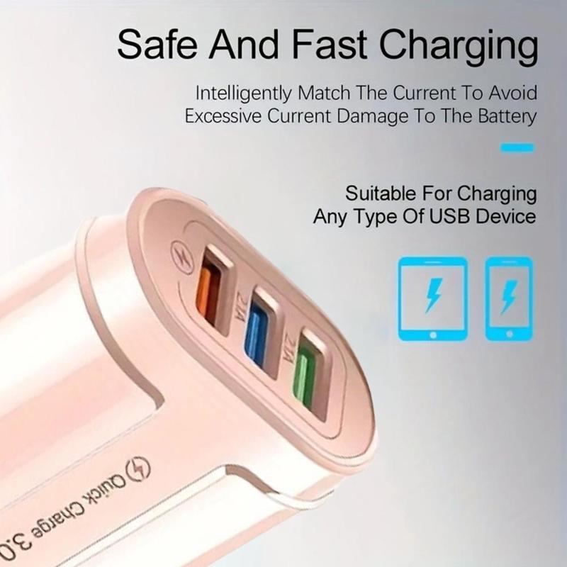 Wall Charger with 3 USB Ports, USB Charging Adapter, Multi-functional Charging Adapter for Phone Tablet