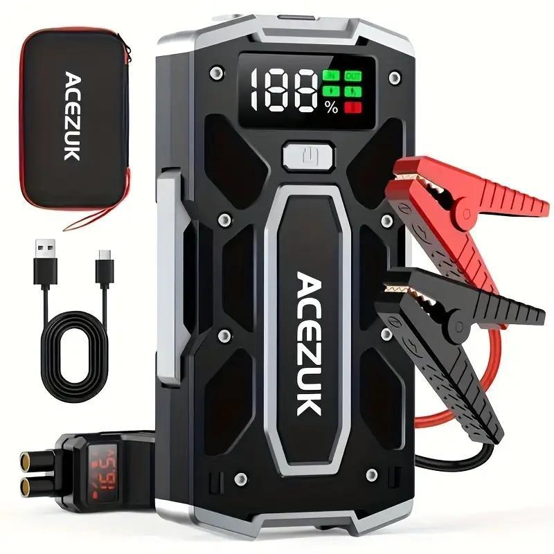 ACEZUK Car Battery Jump Starter, 5000A Portable Car Starter Battery Pack with Extended Smart Jumper Cables, Car Battery Jump Starter for Outdoor