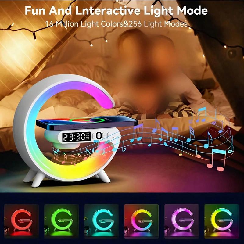 New Wireless Sunrise Alarm Speaker With RGB Rhythm Light, Fast Wireless Charger For IPhone, Perfect Wake-Up Table Lamp With Speaker For Bedroom, Mobile Phone Charger Various Electronic Products Supporting Wireless Charging