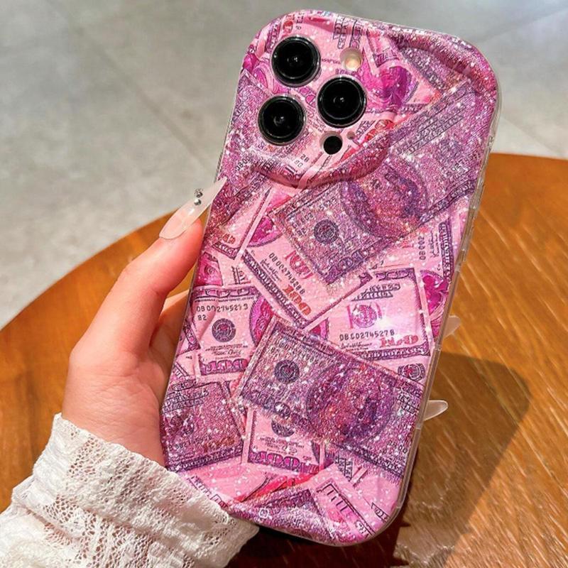 Glitter Money Pattern Phone Case, Anti-drop Cellphone Protective Case, Total Protective Shockproof Mobile Phone Cover for iPhone 11 12 13 14 15 16 Pro Max