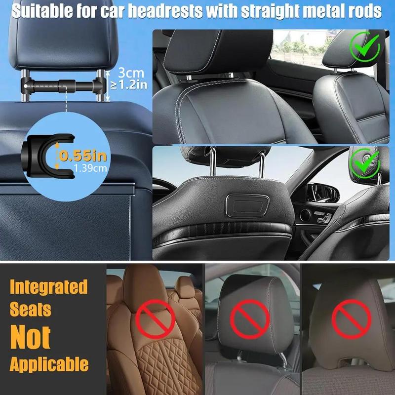 Car Headrest Tablet & Phone Holder, 360° Rotatable Car Headrest Tablet & Phone Holder, Universal Car Tablet Holder for iPad Pro Air Mini Galaxy Fire