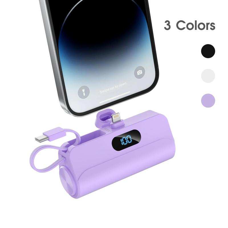 5000mAh Portable Power Bank for Fall, Mini Cute Power Bank with LED Digital Display, Portable Charger with Cable Compatible with Samsung & iPhone 14 iPhone 13 iPhone 12 12pro Series