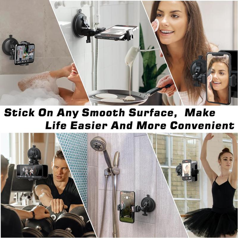 Shower Mirror Phone Holder – Suction Cup Mount for Bathroom, Glass, and Tile – Perfect for TikTok, YouTube, Instagram, and Makeup Vlogs