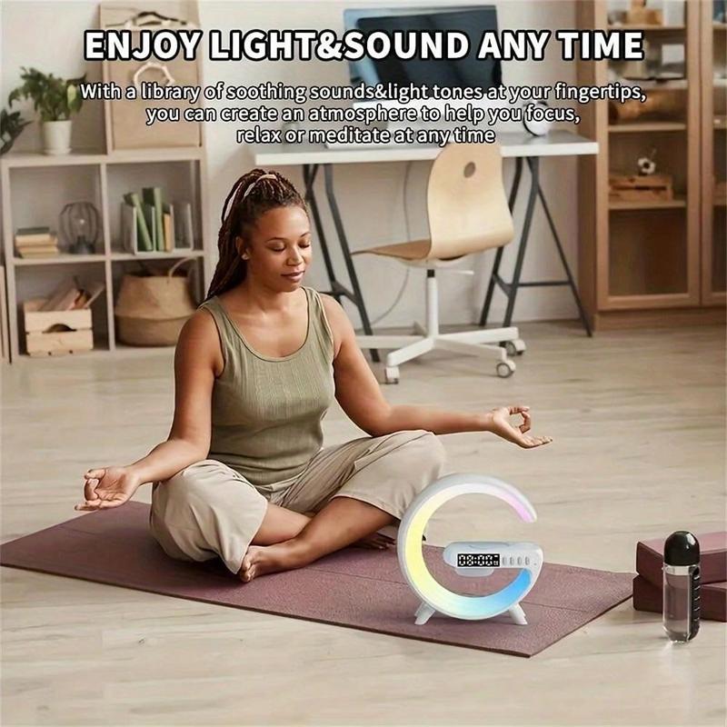 New Wireless Sunrise Alarm Speaker With RGB Rhythm Light, Fast Wireless Charger For IPhone, Perfect Wake-Up Table Lamp With Speaker For Bedroom, Mobile Phone Charger Various Electronic Products Supporting Wireless Charging