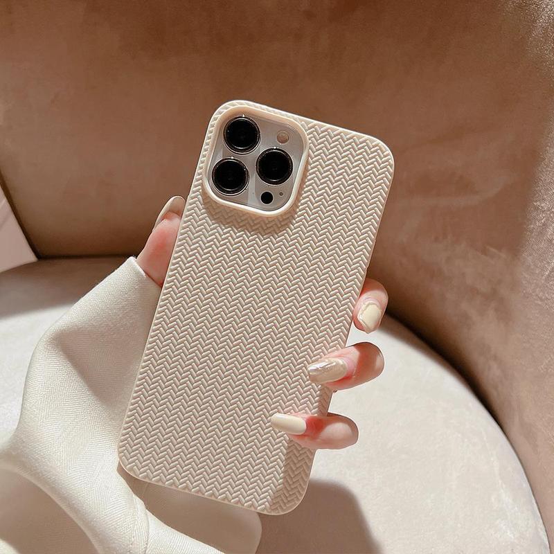 Woven Textured Phone Case, Minimalistic Phone Cases, Decorative Phone Protective Cover, Phone Accessory Compatible With iPhone 11 12 13 14 15 Pro Max 15 Plus