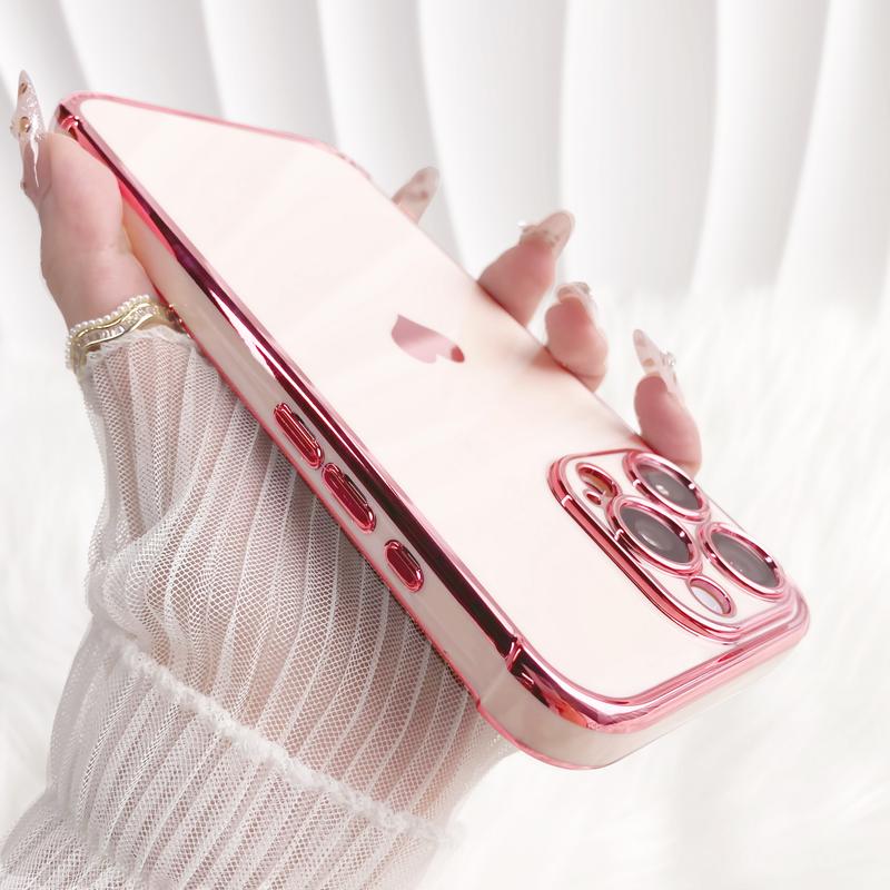 Luxury Gold Plating Cute Love Heart Case，Dust-Proof Net，with Side Heart Pattern For iPhone 16 Pro Max Case 11 12 13 14 15 Protector Cover