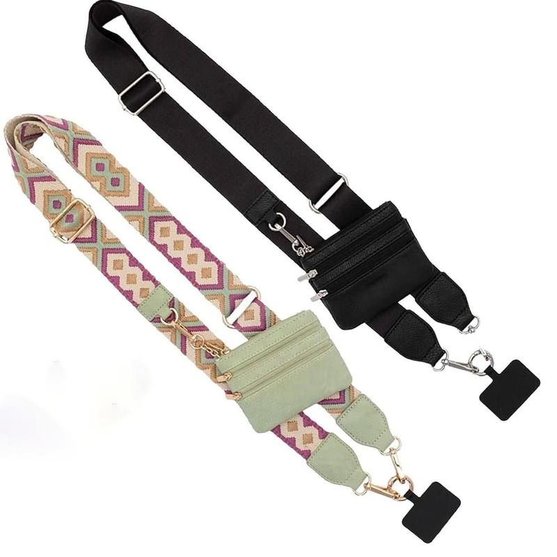 Adjustable Phone Lanyard with Pouch, 2 Counts Phone Strap with Clip & Shoulder Strap, Phone Accessories for Women & Men