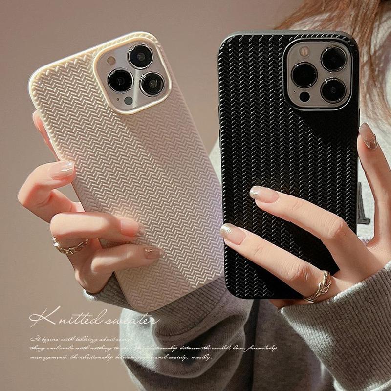 Woven Textured Phone Case, Minimalistic Phone Cases, Decorative Phone Protective Cover, Phone Accessory Compatible With iPhone 11 12 13 14 15 Pro Max 15 Plus