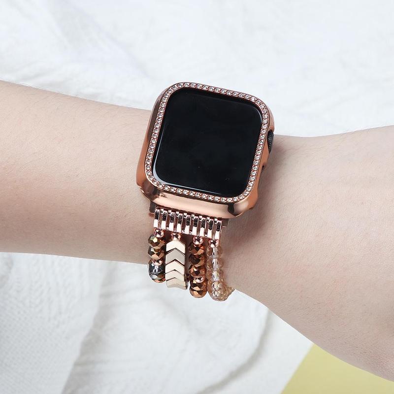 Rhinestone Decor Watch Case & Band, 1 Count Adjustable Watch Band & Watch Case for Apple Watch 49mm 45mm 44mm 42mm 41mm 40mm 38mm, Smart Watch Accessories