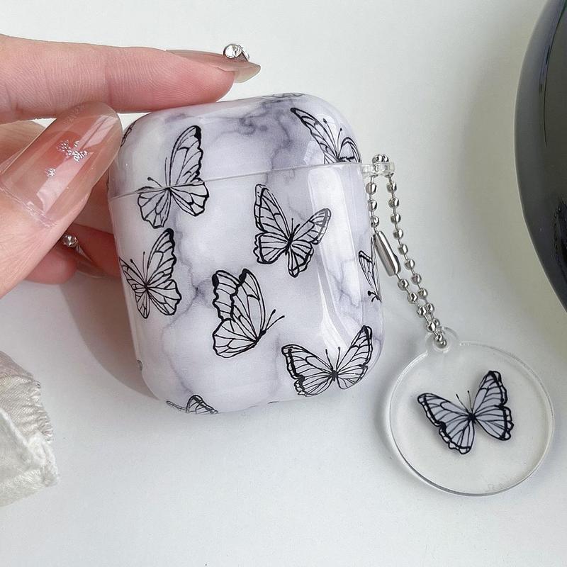 Butterfly Pattern Earphone Case with Hanging Pendant, 1 Count Anti-fall Decorative Earphone Protector Cover Compatible with AirPods2, AirPods3, AirPods Pro, Earphone Protective Case Accessories