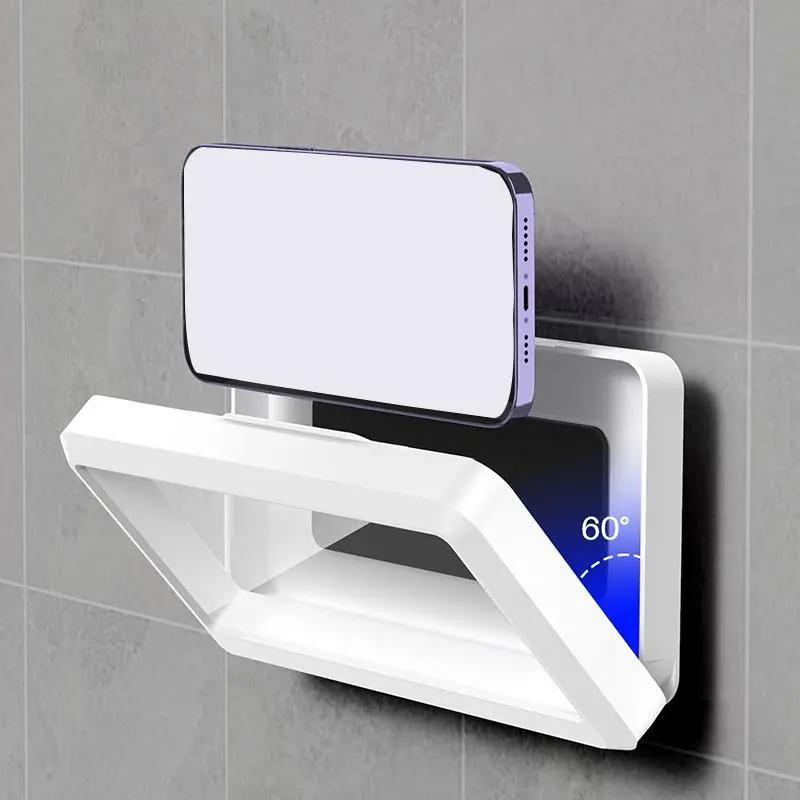 360° Rotatable Bathroom Phone Holder, Wall Mounted Shower Phone Holder, Waterproof Anti-fog Mobile Phone Stand, Bathroom Accessories for Washroom Toilet