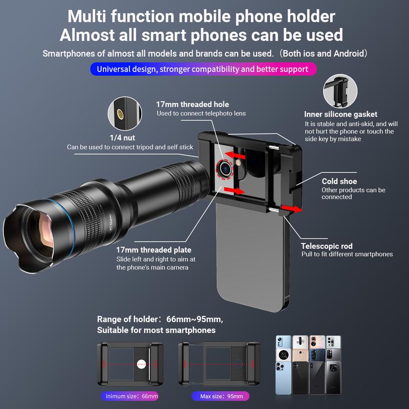 APEXEL 36X HD Telephoto Lens, Telephoto Mobile Cell Phone Lens with Tripod for iPhone 15 14 13 Pro, Samsung and Most Smartphone