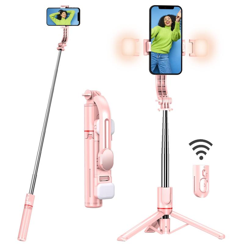 Wireless Remote Control Selfie Stick Tripod for Smartphone with Fill Light, Summer Adjustable Phone Tripod Stand with LED Selfie Light, Cellphone Selfie Light, Phone Accessories, Tripod with Light, Smartphone Accessories