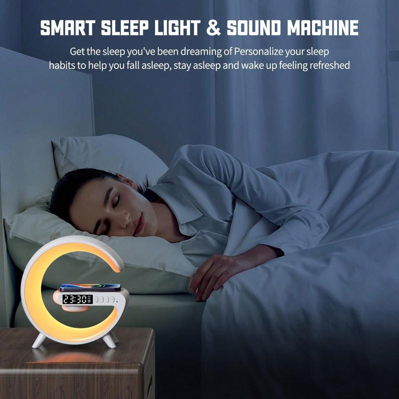 New Wireless Sunrise Alarm Speaker With RGB Rhythm Light, Fast Wireless Charger For IPhone, Perfect Wake-Up Table Lamp With Speaker For Bedroom, Mobile Phone Charger Various Electronic Products Supporting Wireless Charging