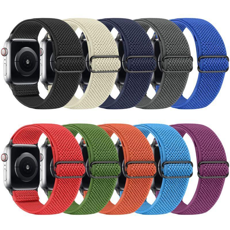 Solid Color Nylon Watch Band, Adjustable Length Watch Band for Women & Men, Wearable Accessories Compatible with iWatch Bands Series 9 8 7 SE 6 5 4 3 2 1 SE