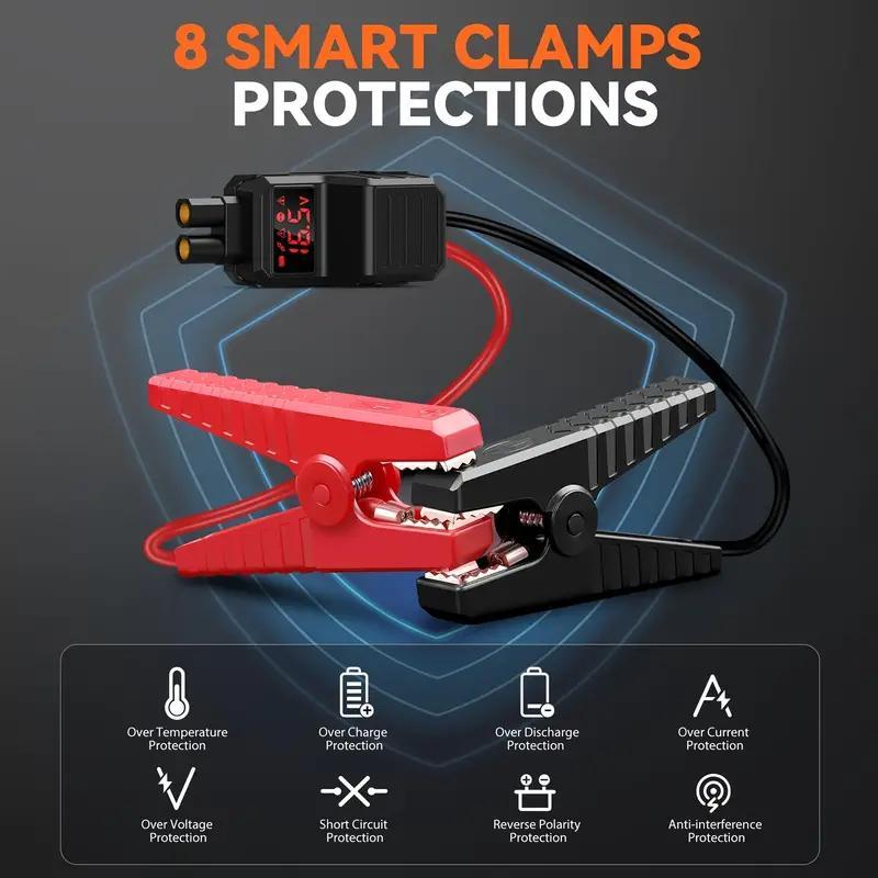 ACEZUK Car Battery Jump Starter, 5000A Portable Car Starter Battery Pack with Extended Smart Jumper Cables, Car Battery Jump Starter for Outdoor